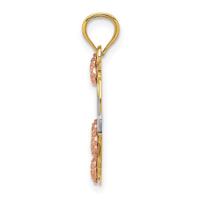 14k Two-tone with White Rhodium MOM Heart Pendant