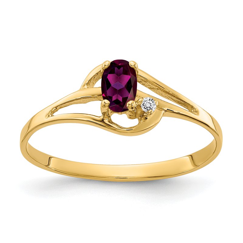 14k 5x3mm Oval Rhodolite Garnet A Diamond ring