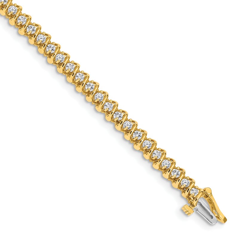 14k Complete 1.4 carat Round VS Diamond Fancy Spiral 7 inch Tennis Bracelet