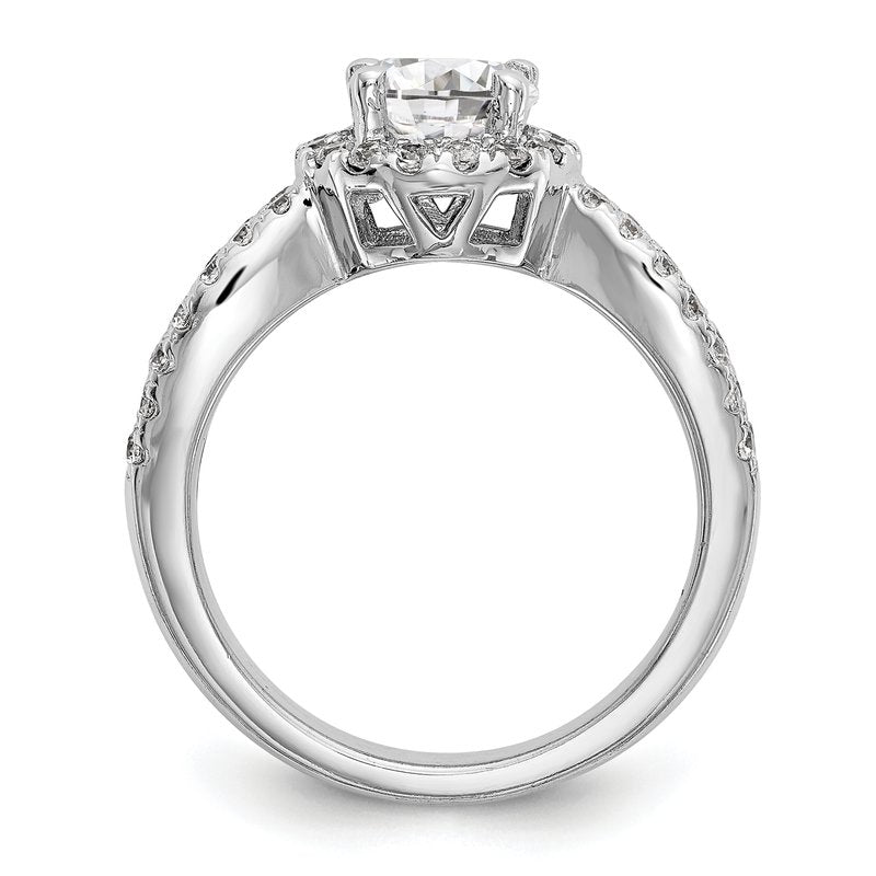 14K White Gold 3/4 carat Lab Grown Diamond VS/SI  D E F  Semi Mount Round Halo Engagement Ring