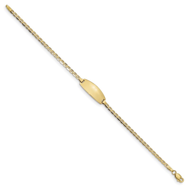 14k Polished Solid Chain/Solid Plate Anchor Link Oval 18.5x8mm Plate 5.5 inch Baby/Child ID Bracelet