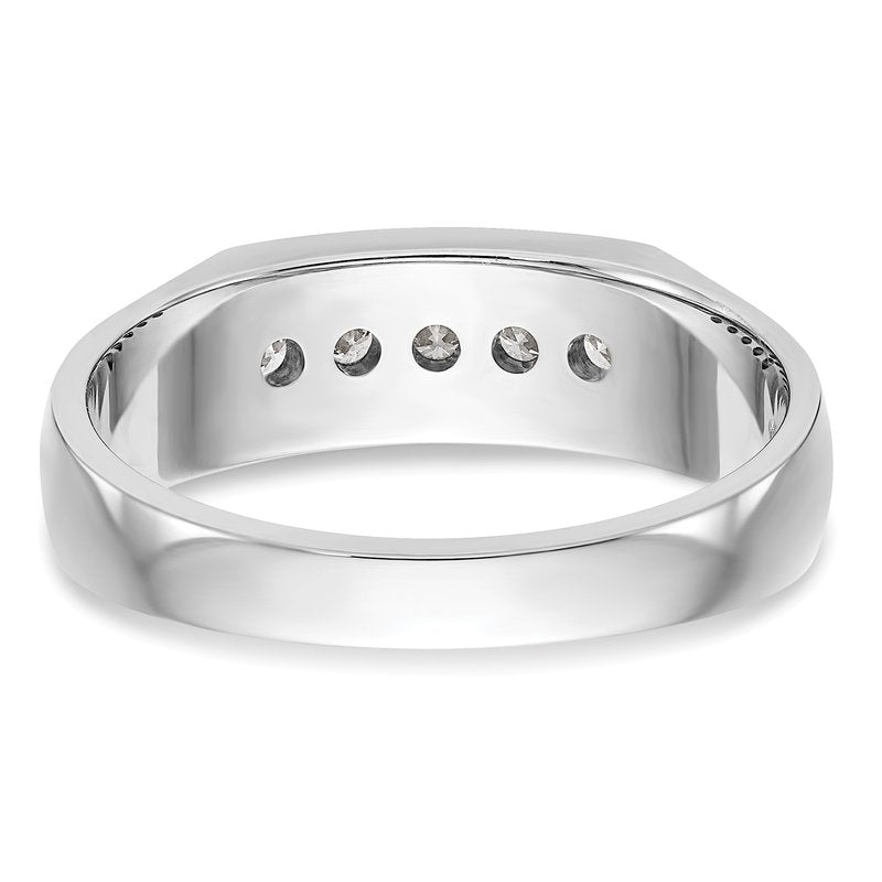 14K White Gold Men's 1/3 carat Lab Grown Diamond VS+ F+ Complete Channel Five Stone Band
