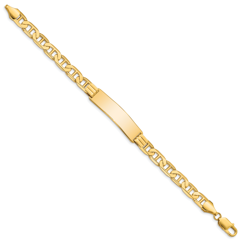 14k Polished Solid Chain/Solid Plate Anchor Link 37x10mm Plate 8 inch ID Bracelet