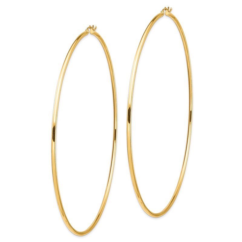 14k 2x100mm Polished Round Tube Hoop Earrings