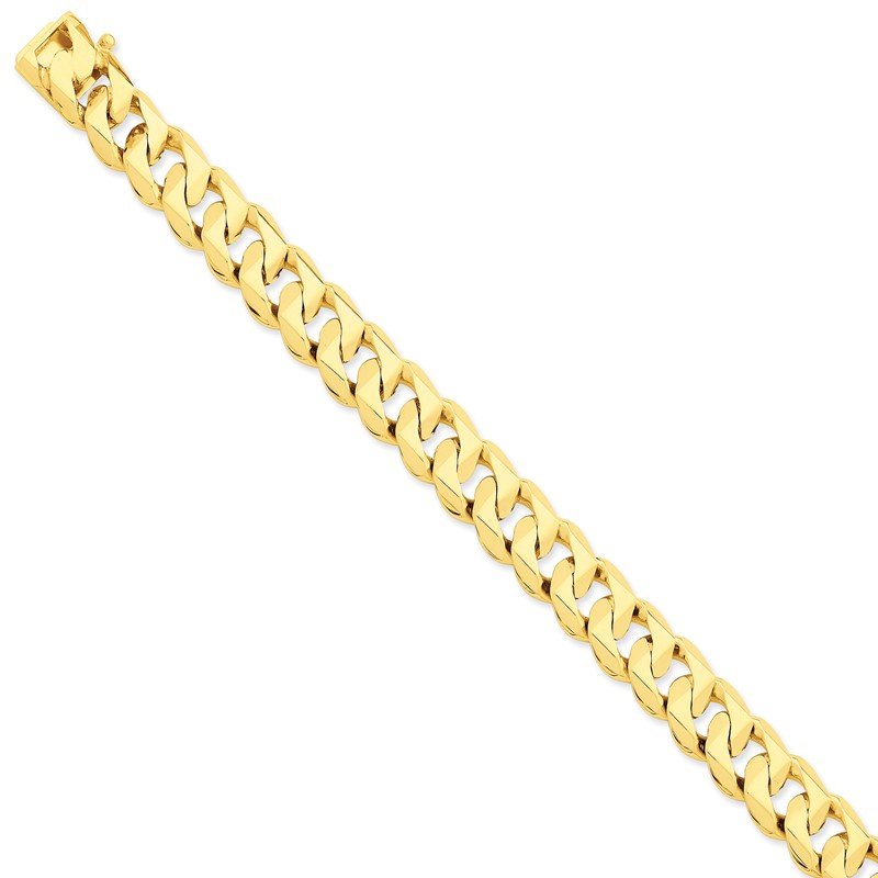 14K 20 inch 11mm Hand Polished Fancy Traditional Link with Box Catch Clasp Chain
