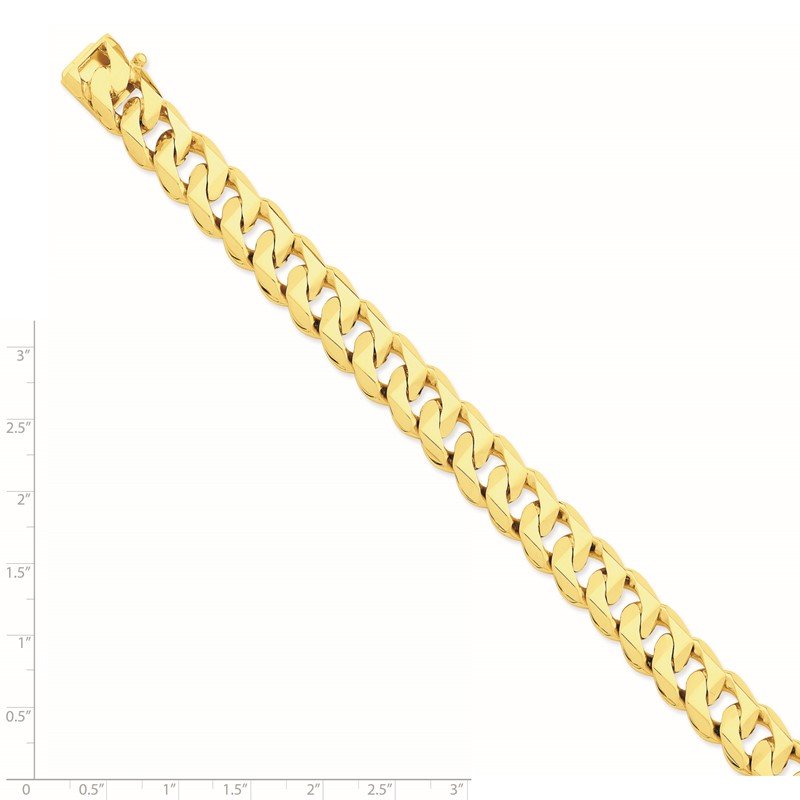 14K 20 inch 11mm Hand Polished Fancy Traditional Link with Box Catch Clasp Chain