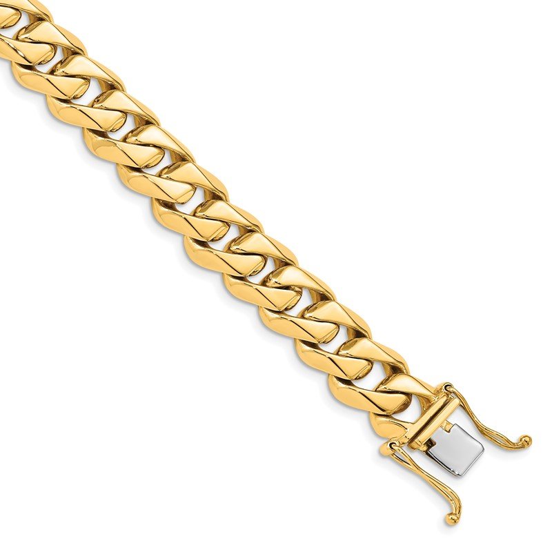 14K 20 inch 11mm Hand Polished Fancy Traditional Link with Box Catch Clasp Chain