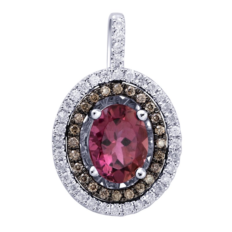 18K 0.35 Ct Diamond &amp; Pink Tourmaline Pendant