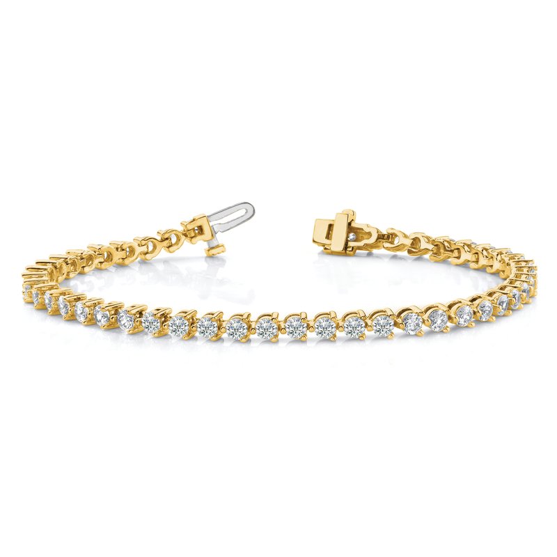 14k Complete 7 carat Round AA Diamond 3-prong 7 inch Tennis Bracelet