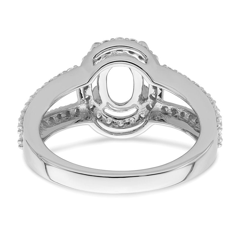 14K White Gold 1/2 carat Lab Grown Diamond VS/SI  D E F  Semi Mount Oval Halo Engagement Ring