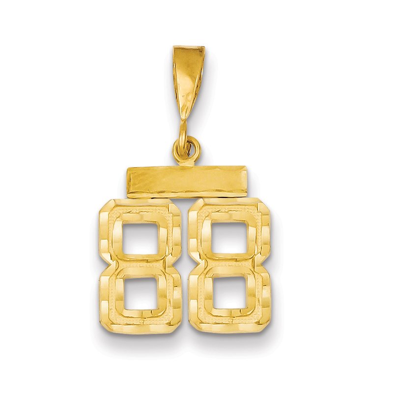 14k Small Brushed Diamond-cut Number 88 Charm