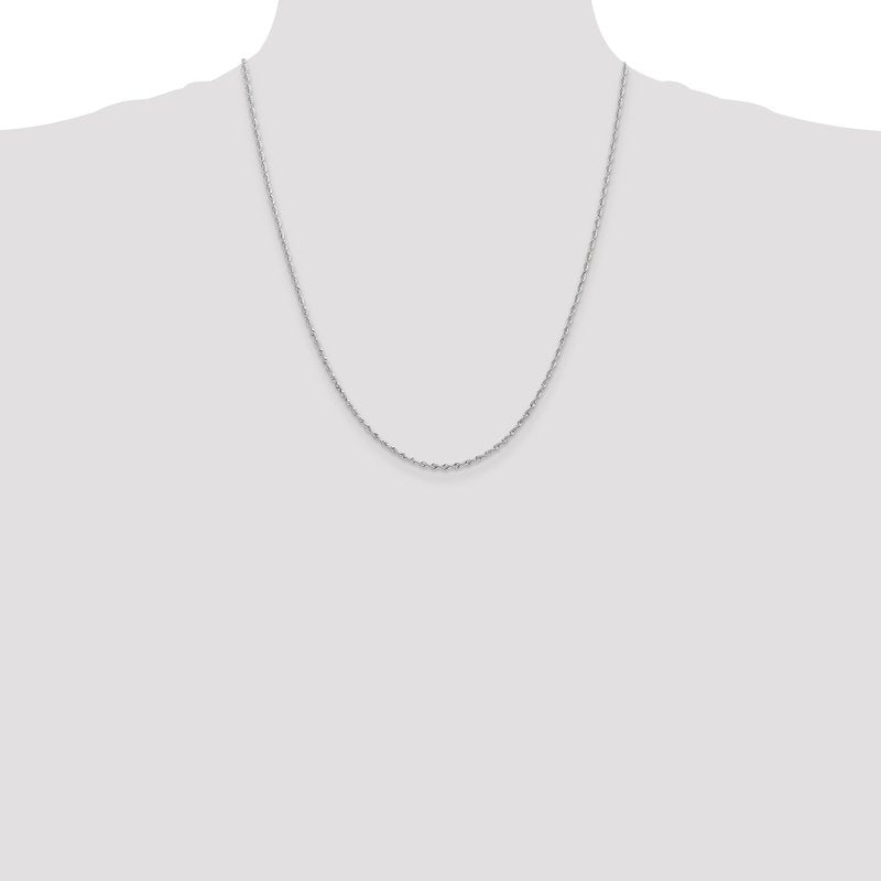 14K White Gold 10 Inch 1.85mm Diamond-cut Quadruple Rope Lobster Clasp Chain