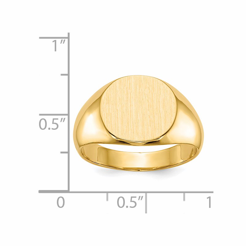 14k 13.5x12.5mm Closed Back Mens Signet Ring