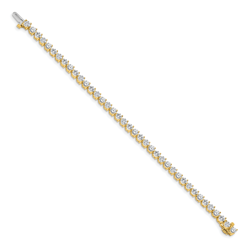 14k Complete 7 carat Round A Diamond 3-prong 7 inch Tennis Bracelet