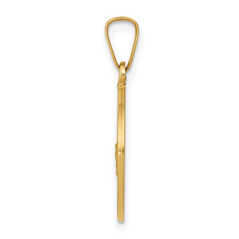 14k Polished and Satin Hollow Saint George Medal Round Pendant