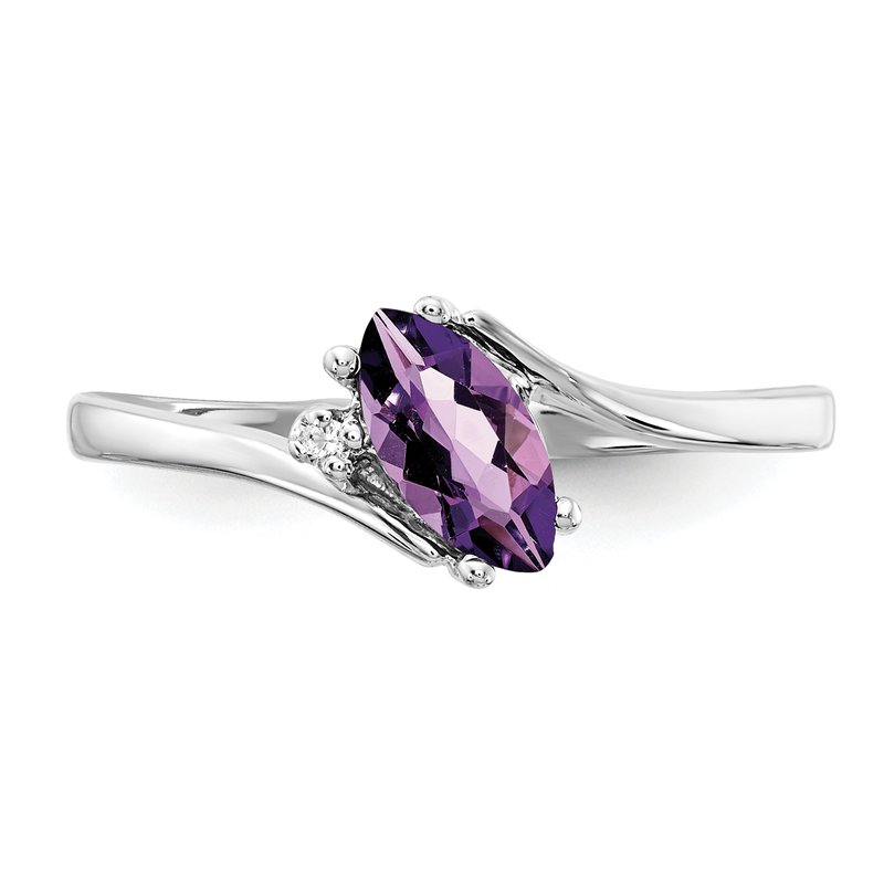 14k White Gold 7x3.5mm Marquise Amethyst A Diamond ring