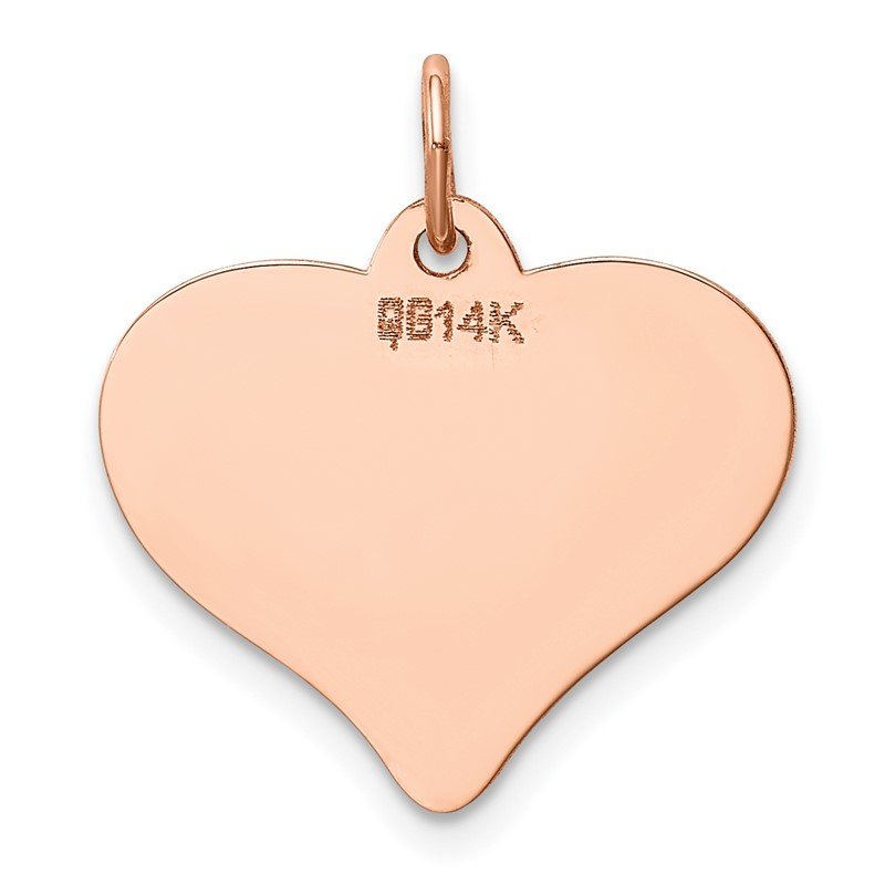 14K Rose Gold Polished Engravable 18mm Heart Disc Pendant