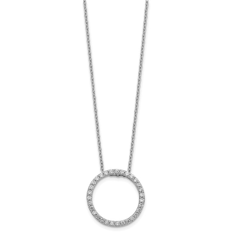 14k White Gold 1/4 carat Diamond Circle 18 inch Necklace