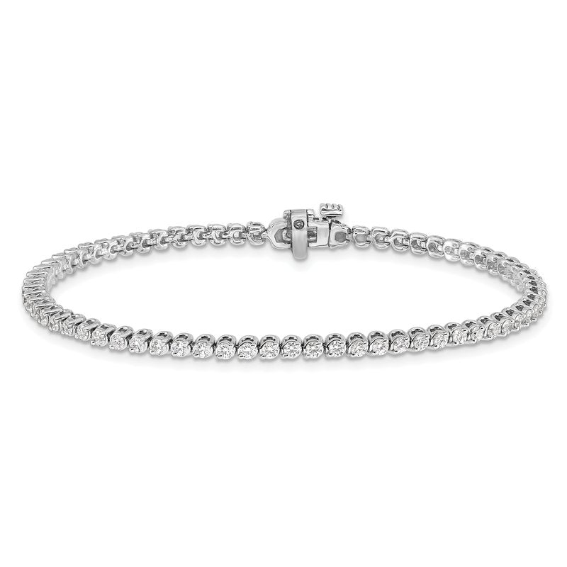14k White Gold Complete1.9 carat Round AA Diamond 2-prong 7 inch Tennis Bracelet