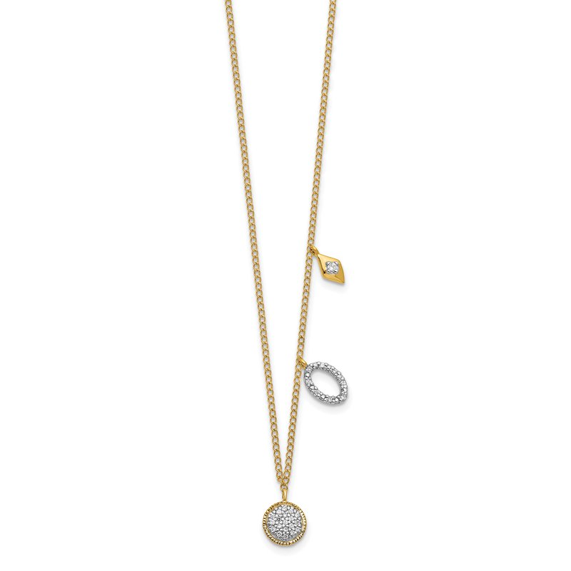 14k Polished 1/10 carat Diamond Circles 18 inch Necklace