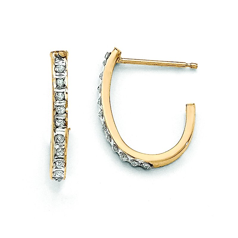 14k Diamond Fascination Post J Hoop Earrings