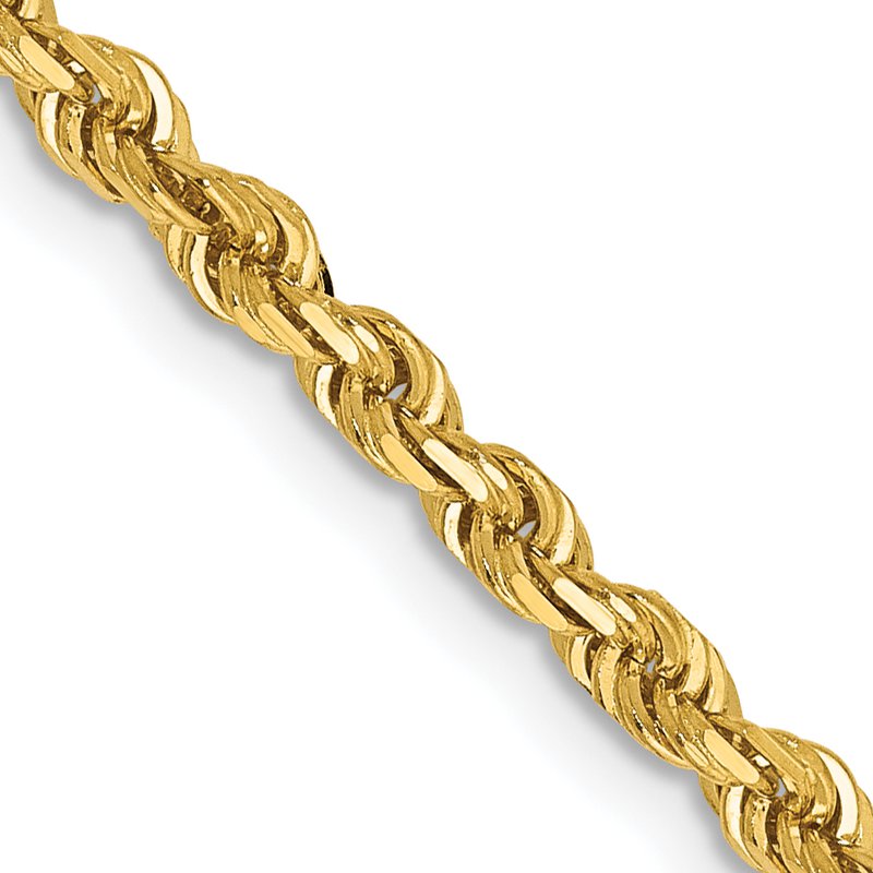 14K 26 Inch 3mm Diamond-cut Quadruple Rope Lobster Clasp Chain