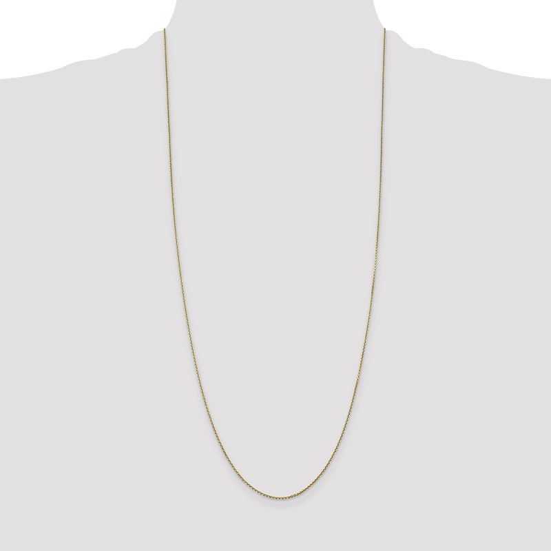 14K 26 inch .9mm Diamond-cut Round Open Link Cable with Lobster Clasp Chain