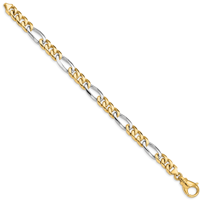 14K Two-tone 20 inch 7.85mm Hand Polished Fancy Link with Fancy Lobster Clasp Chain