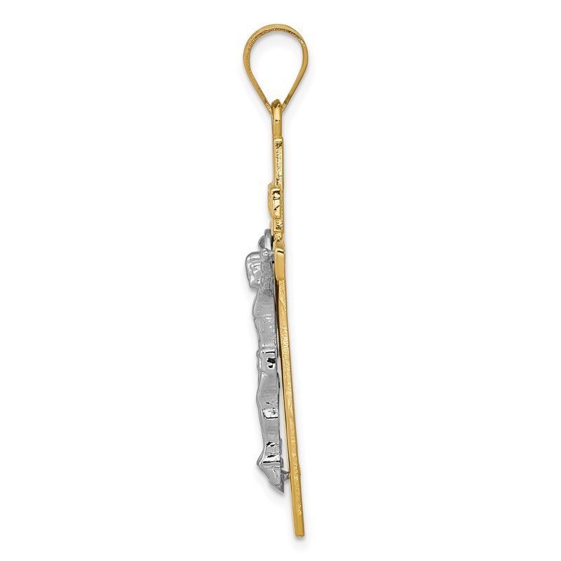 14K Two-tone INRI Crucifix Pendant