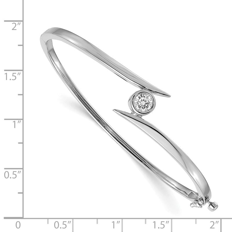 14k White Gold Complete 1/2 carat A Diamond Hinged Oval Bangle Bracelet