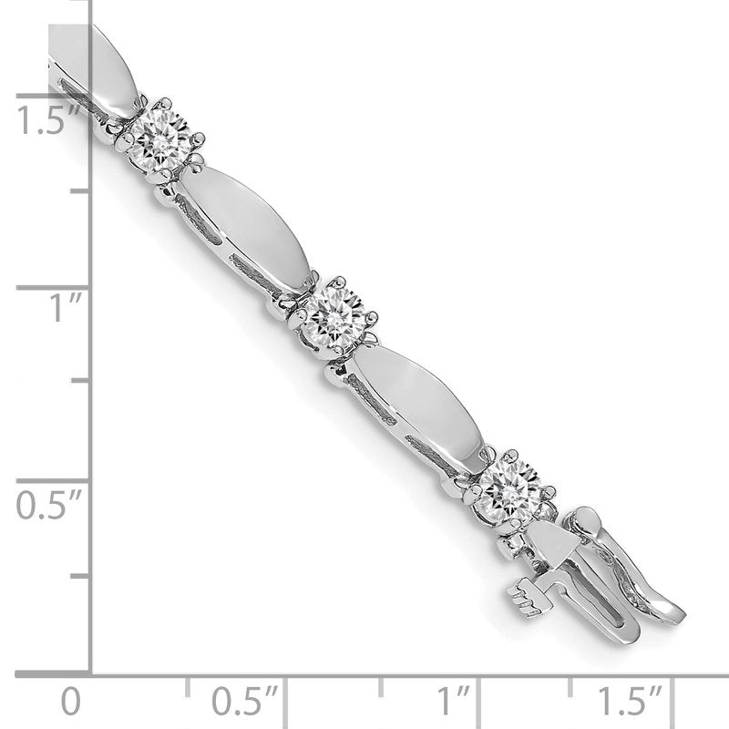 14k White Gold Complete 2.75 carat Round A Diamond Curved Bar Link 7 inch Tennis Bracelet