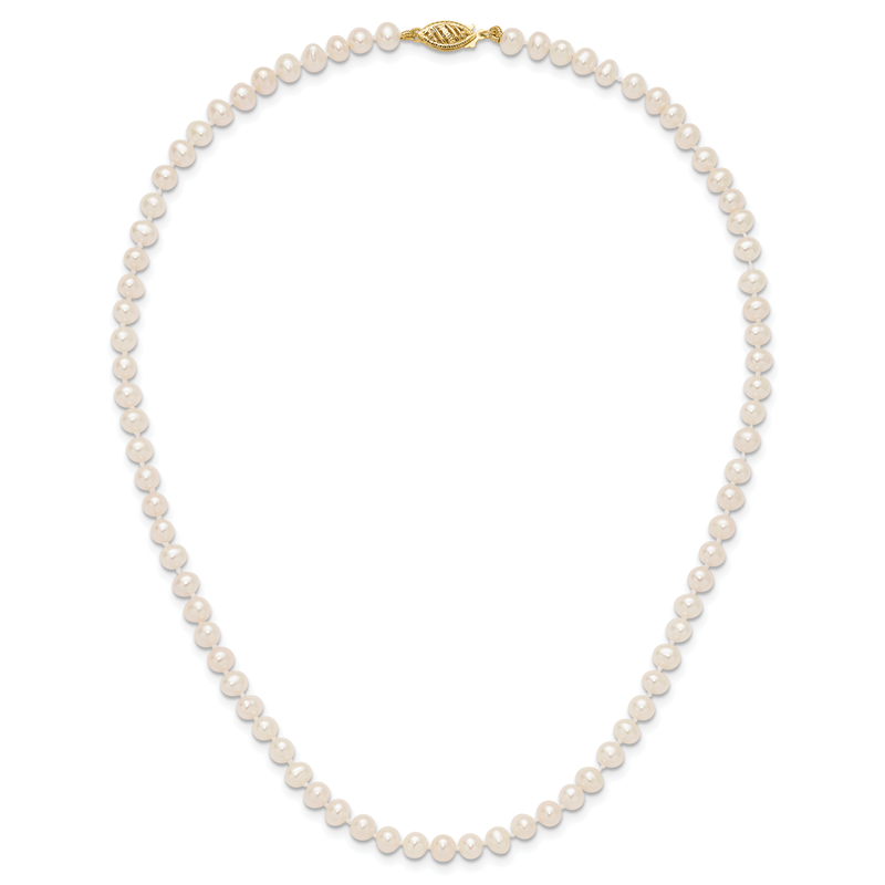 14k 4-5mm White Near-Round Freshwater Cultured Pearl 16 inch Necklace