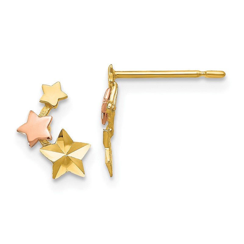 14k Yellow &amp; Rose Gold Madi K D/C Children's Star Post Earrings