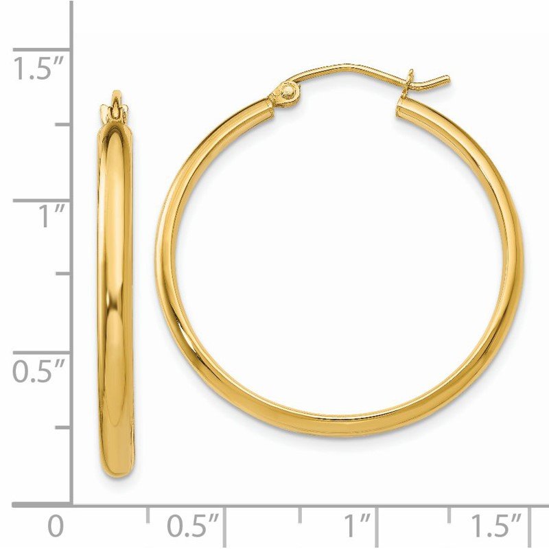 14k 2.75x30mm Polished Tube Hoop Earrings