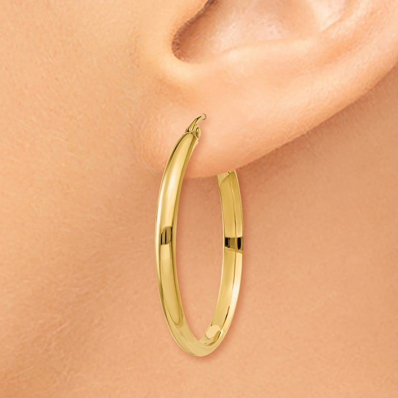 14k 2.75x30mm Polished Tube Hoop Earrings