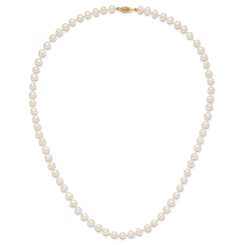 14k 6-7mm White Near-Round Freshwater Cultured Pearl 16 inch Necklace