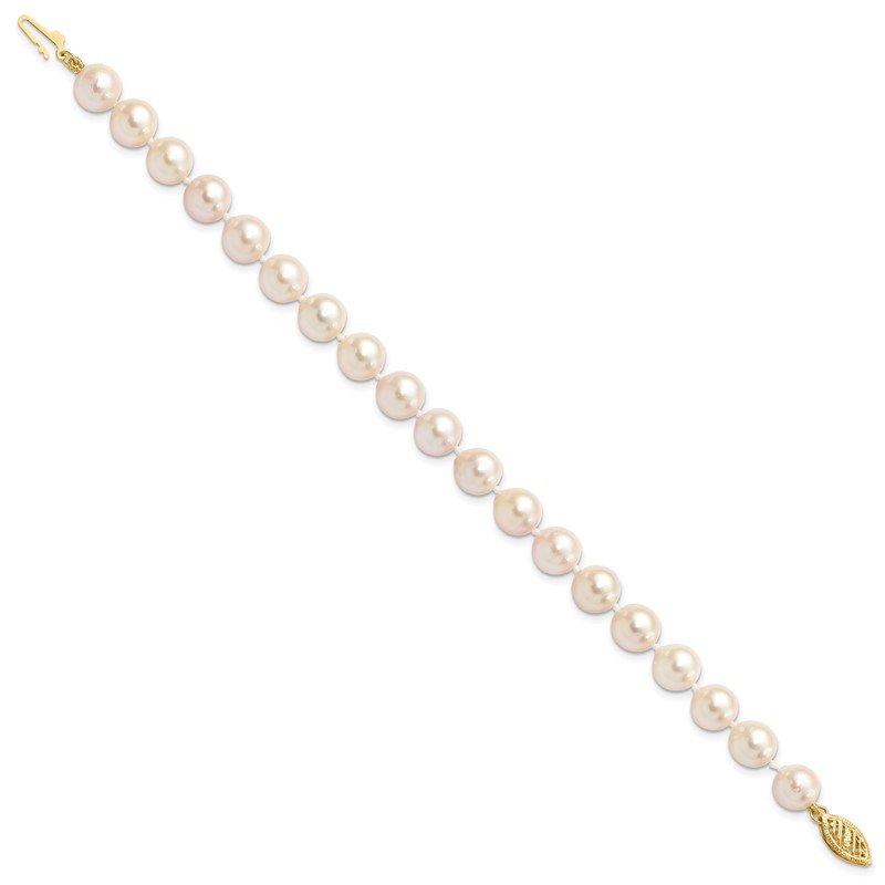 14k 7-8mm White Round Akoya Saltwater Cultured Pearl 16 inch Necklace