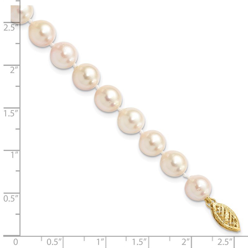 14k 7-8mm White Round Akoya Saltwater Cultured Pearl 16 inch Necklace