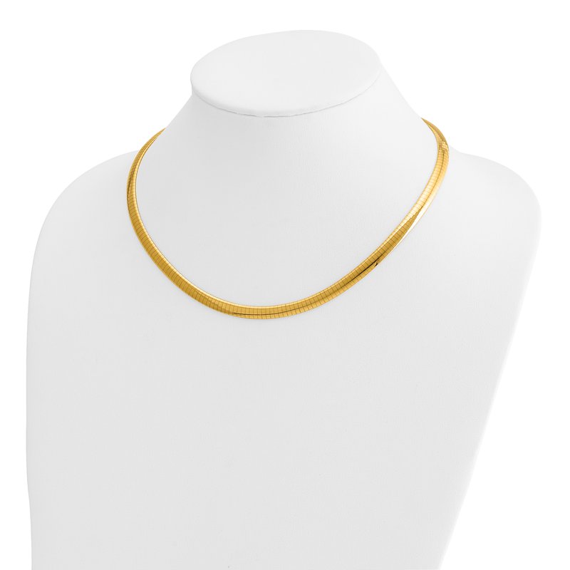 14k Polished 6mm Standard Weight 16 inch Domed Omega Necklace