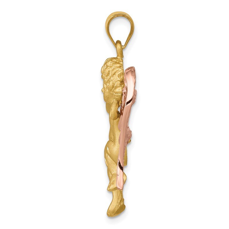 14k Two-tone Satin and Polished Angel Pendant