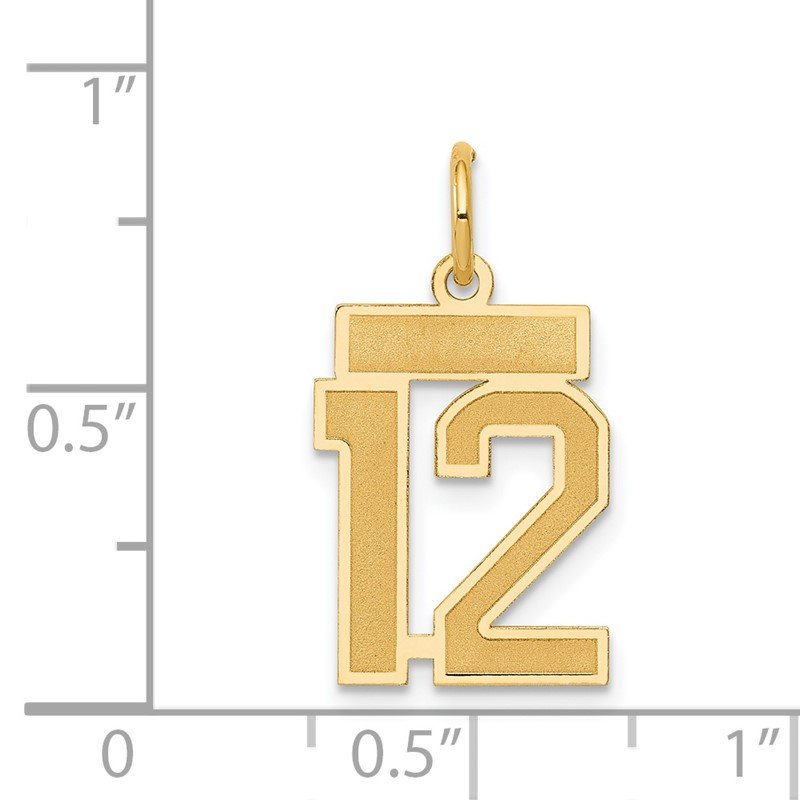 14k Small Satin Number 12 Charm