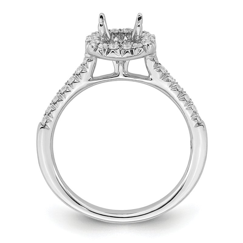 14K White Gold 1/4 carat Lab Grown Diamond VS+ F+ Semi-Mount Round Halo Engagement Ring