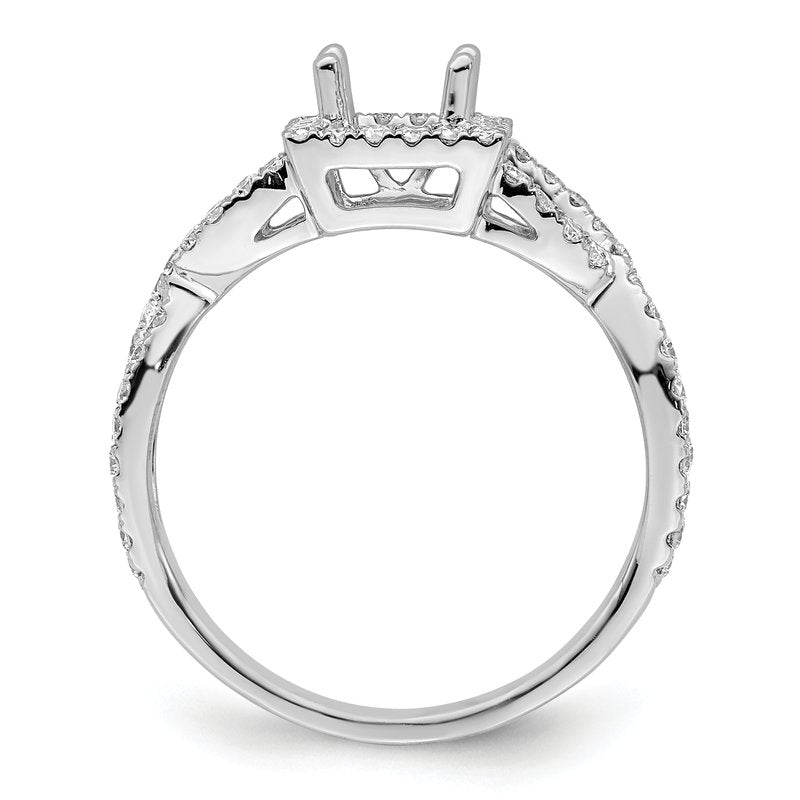 14K White Gold 1/2 carat Lab Grown Diamond VS/SI  D E F  Semi Mount Princess Halo Engagement Ring