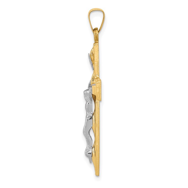 14k Two-tone Polished INRI Crucifix Pendant