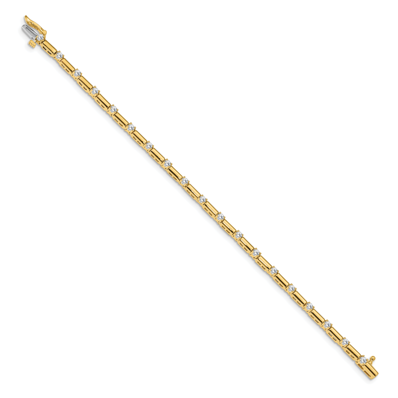 14k Complete 1 carat Round AA Diamond Bar Link 7 inch Tennis Bracelet