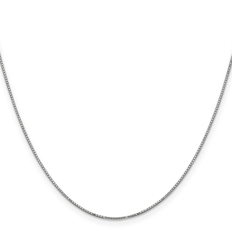 14K White Gold 14 inch .9mm Box with Spring Ring Clasp Chain