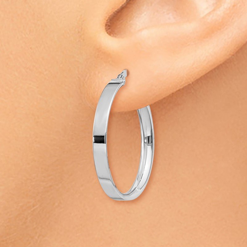 14K White Gold 3mm Medium Hoop Earrings