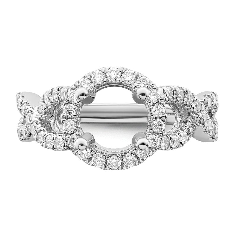 14K White Gold 3/4 carat Lab Grown Diamond VS/SI  D E F  Semi Mount Round Halo Engagement Ring