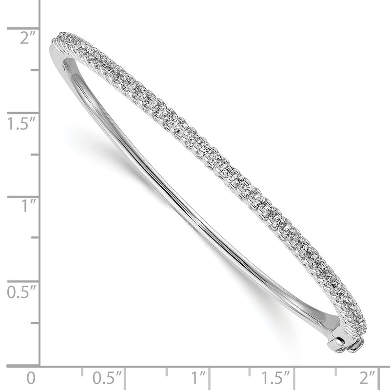 14k White Gold A Diamond Hinged Bangle