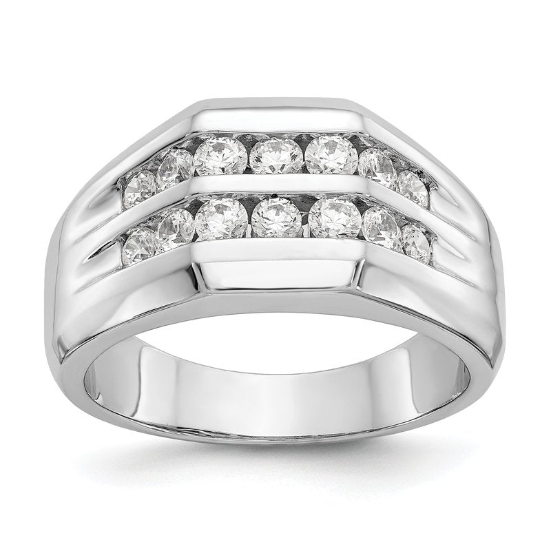 14K White Gold Men's 1/2 carat Lab Grown Diamond VS+ F+ Complete Double Channel Band